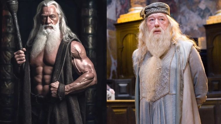 Harry Potter IA version bodybuildés Dumbledore