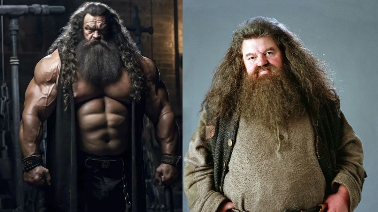 Harry Potter IA version bodybuildés Hagrid