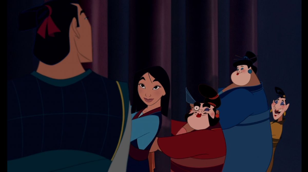 shang-mulan-yao-chien-po-et-lin-habilles-en-femmes-a-la-fin-du-film-danimation-disney