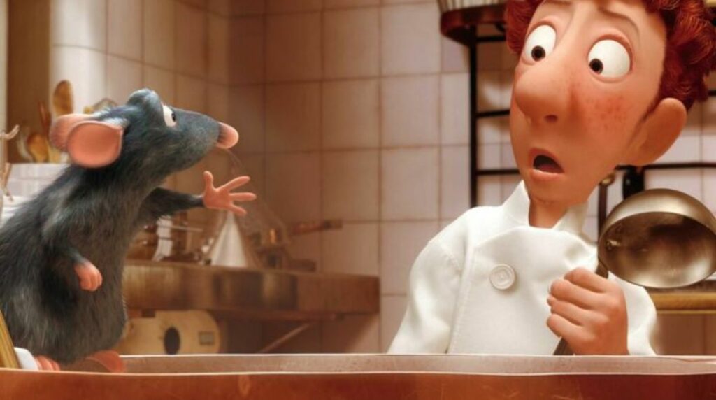 Alfredo Linguini et Rémy dans le film Ratatouille