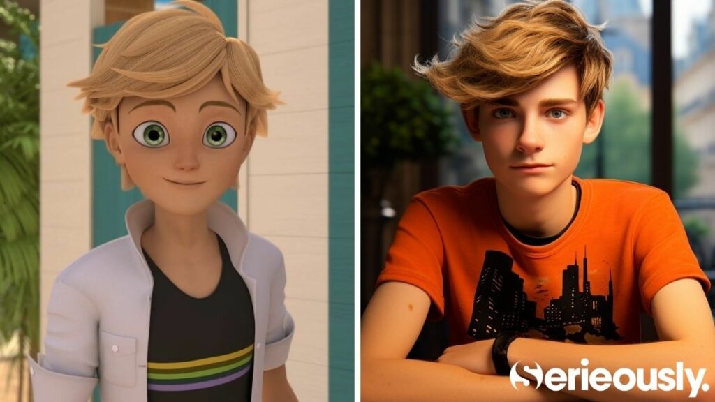 Adrien dans Miraculous et dans la vraie vie grâce à l'IA Midjourney, générée par Serieously