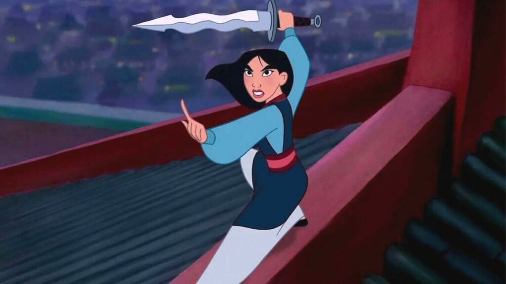 Mulan combat Shan-Yu à la fin du film Disney