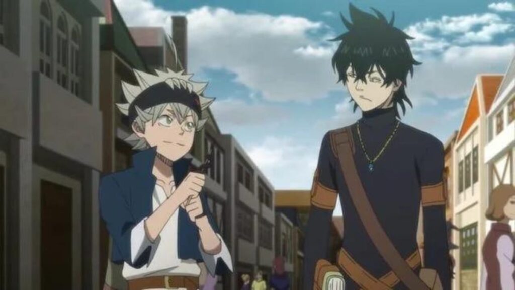 Yuno et Asta dans la rue dans l'anime Black Clover