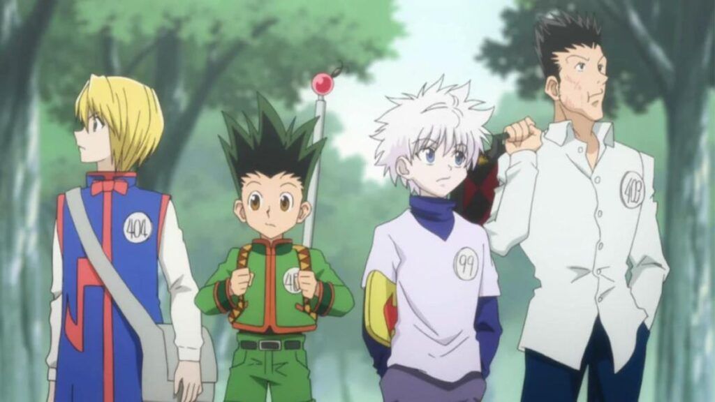 Gon et ses amis durant l'examen hunter dans Hunter x Hunter