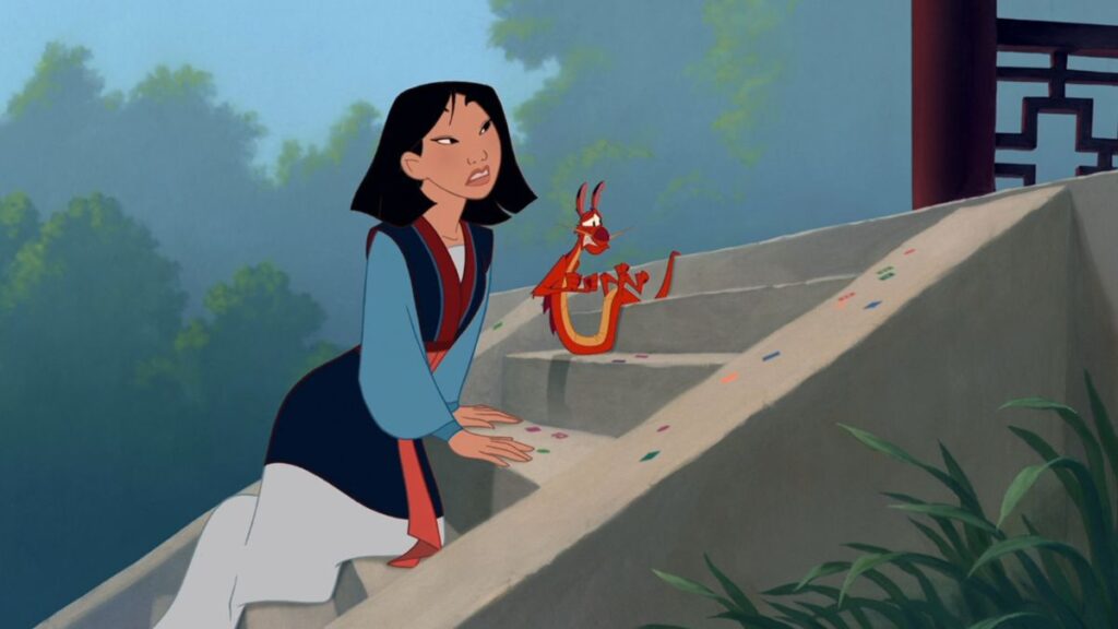 Mulan et Mushu à la fin du film Disney