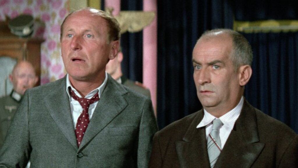 Bourvil Augustin Bouvet et Louis de Funès Stanislas Lefort dans La Grande Vadrouille