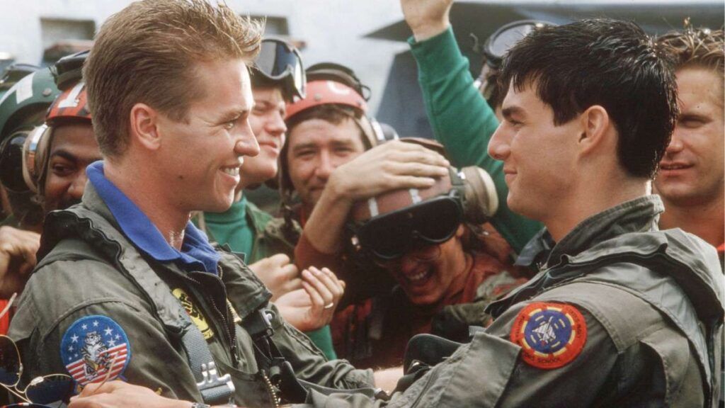 Iceman Val Kilmer et Maverick Tom Cruise dans Top Gun