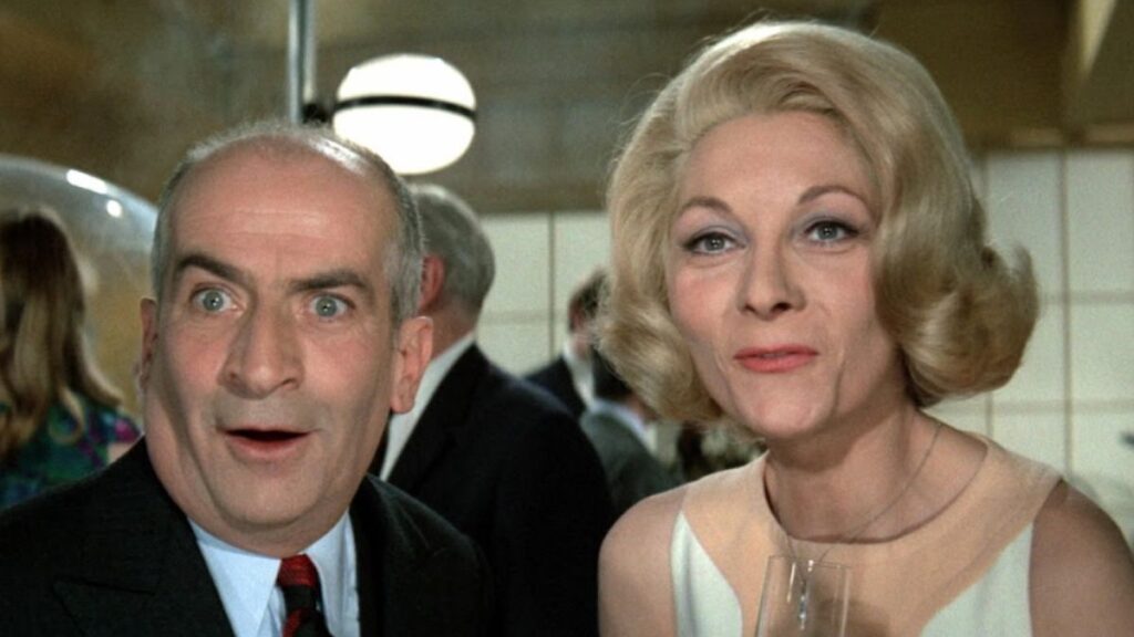 Louis de Funès et Claude Gensac dans Hibernatus.