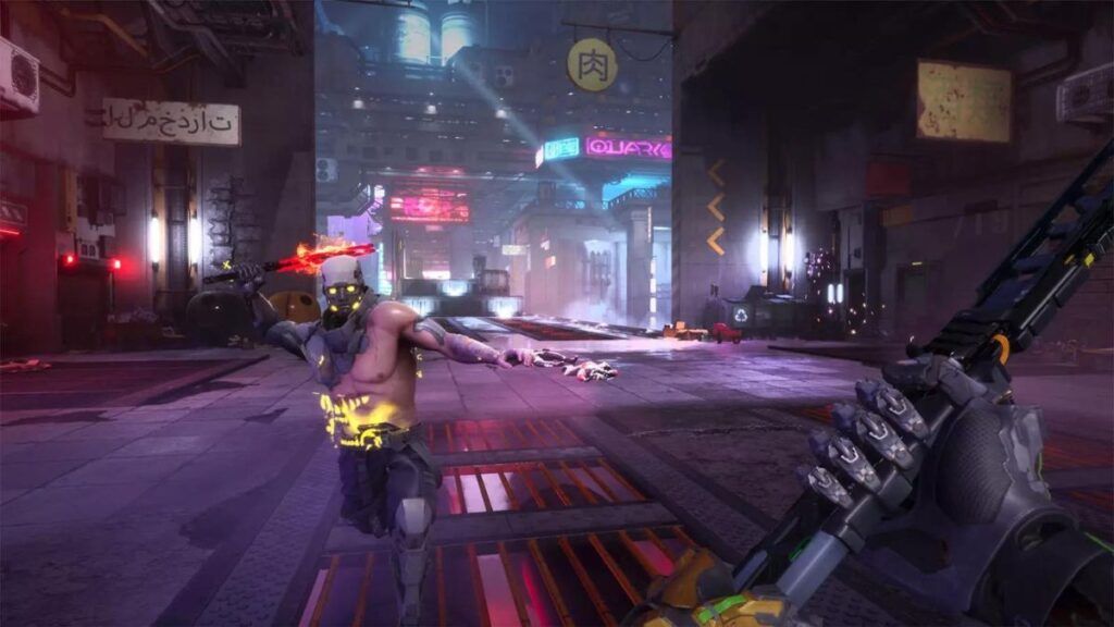 Jack lors d'un combat dans la tour dans le jeu vidéo Ghostrunner II