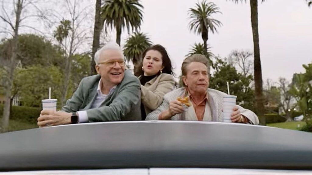 Martin Short, Selena Gomez et Steve Martin dans la série Only Murders in the Building saison 4 à Los Angeles, série