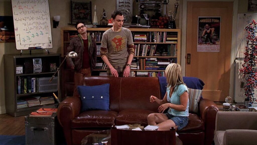 Sheldon, Leonard et Penny dans le premier épisode de The Big Bang Theory.