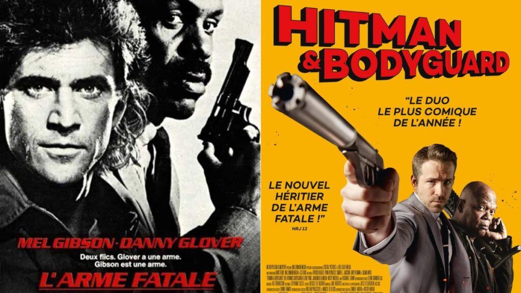 Les affiches des films L'arme fatale et Hitman & Bodyguard