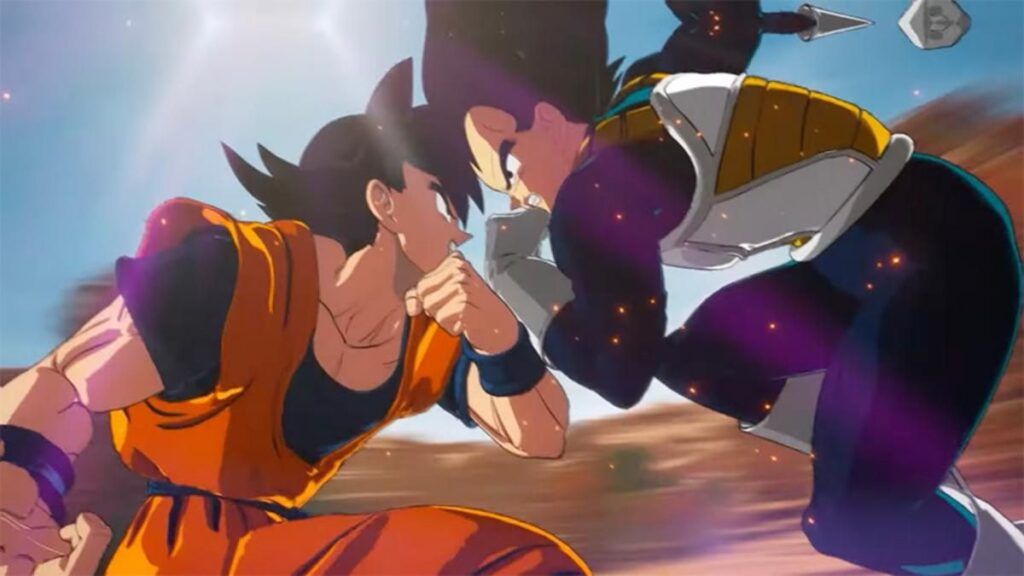 Affrontement entre Goku et Vegeta dans le jeu vidéo Dragon Ball Sparking Zero