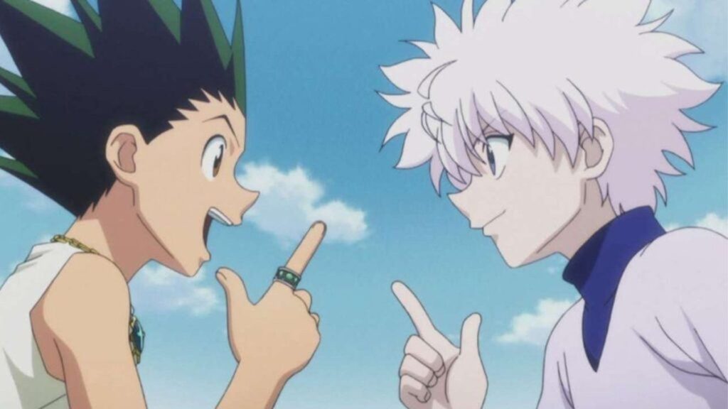 Gon et Kirua, élaborant un plan dans le jeu Greed island dans l'anime Hunter x Hunter