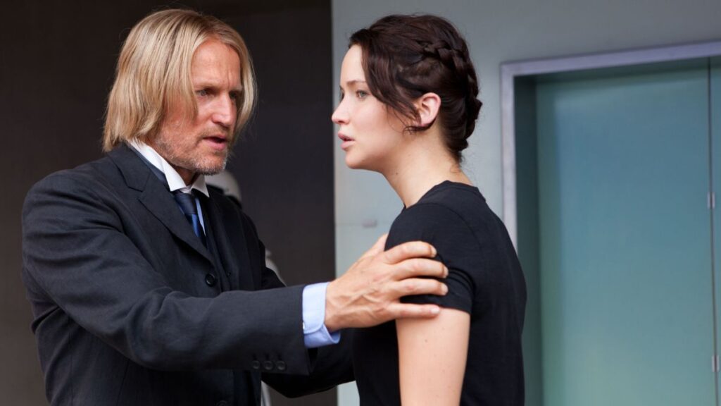 Haymitch et Katniss dans Hunger Games