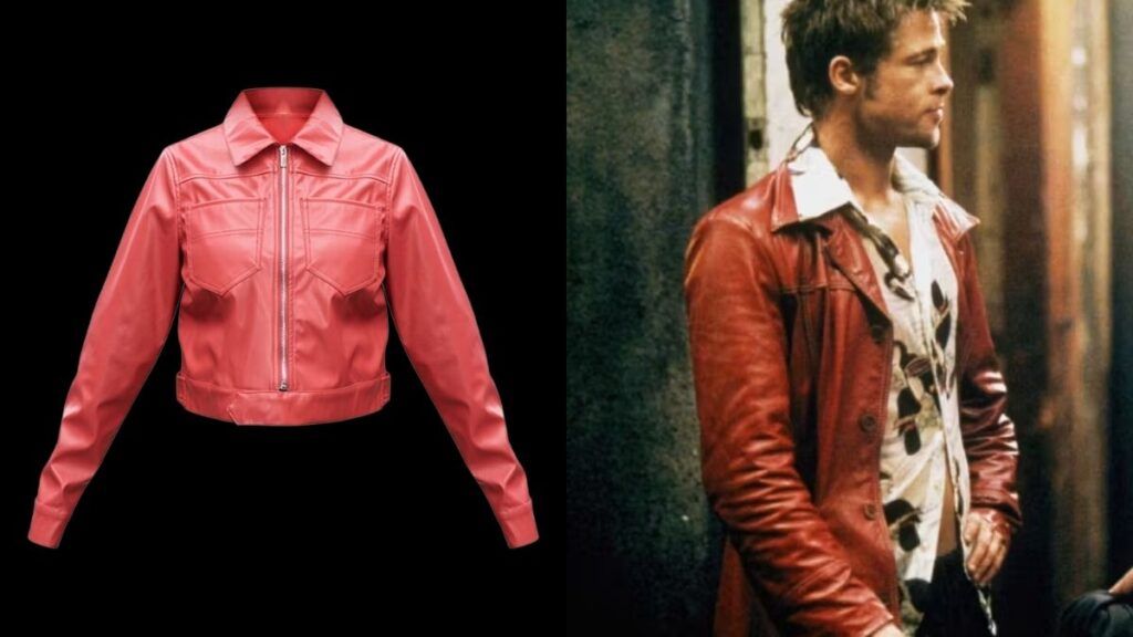 Veste en cuir rouge Fight Club