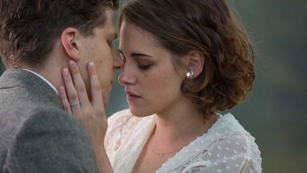 Jesse Eisenberg and Kristen Stewart at Café Society 