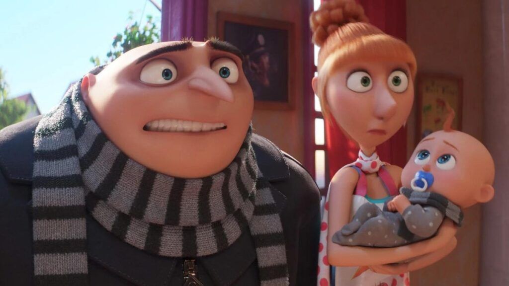 Gru, Lucy et leur bébé dans Moi Moche et Méchant 4