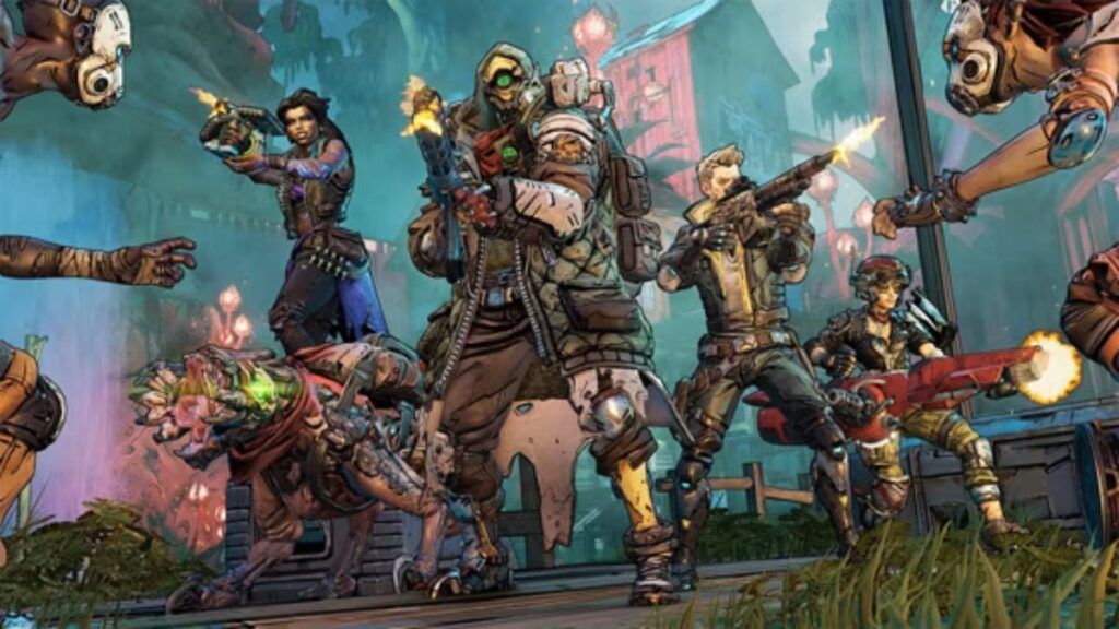 Les personnages du jeu vidéo Borderlands 3 affrontant les membres du groupe DDA