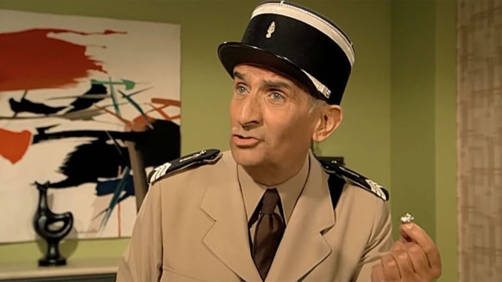 Ludovic Cruchot (Louis de Funès) dans Le Gendarme et les Gendarmettes.