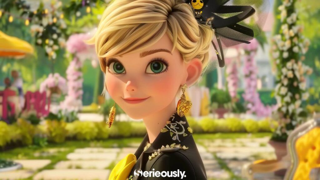 Chloé Bourgeois au mariage de Marinette et Adrien dans Miraculous grâce à l'IA.