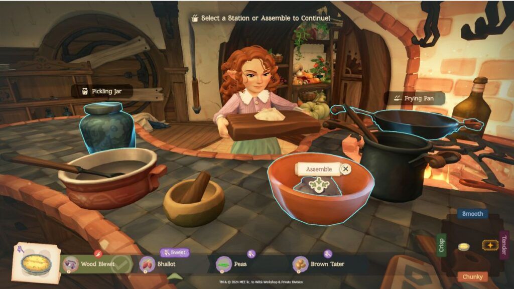 Un Hobbit, faisant la cuisine avant un repas dans le jeu vidéo Tales of the Shire