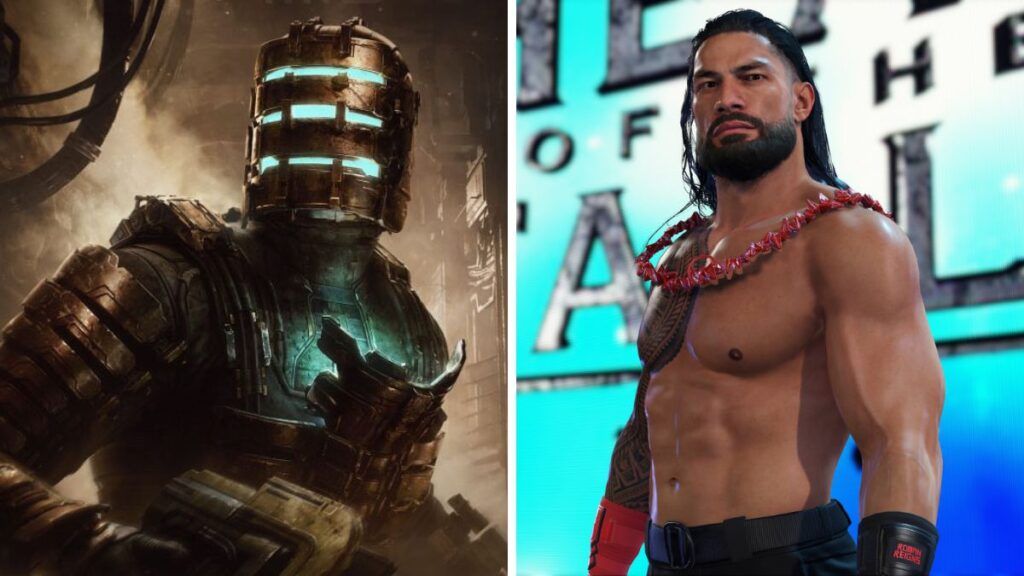 Le personnage principal de Dead Space et un catcheur de WWE 2K24 représentant les jeux offerts du mois du Playstation Plus