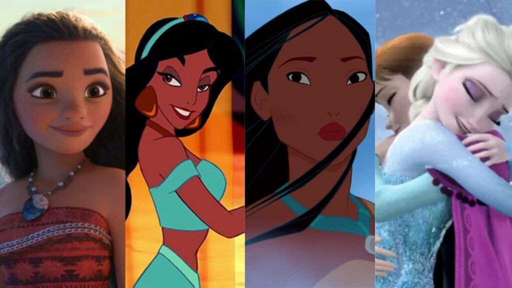 Vaiana, Jasmine, Pocahontas, anna et elsa