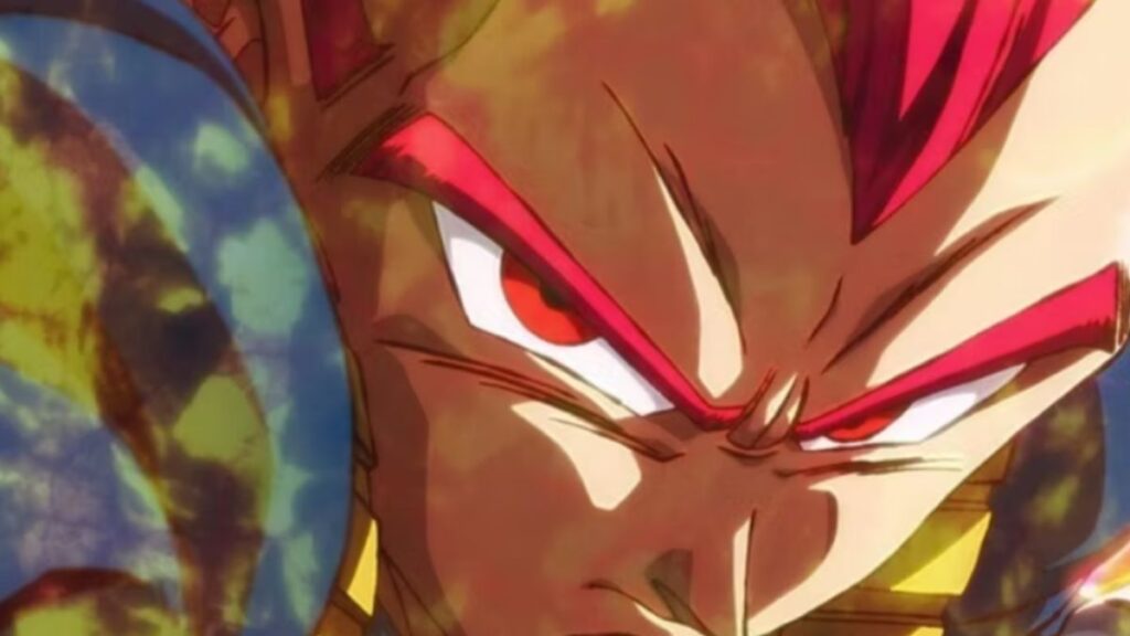 vegeta dans sa transformation en super saiyan god