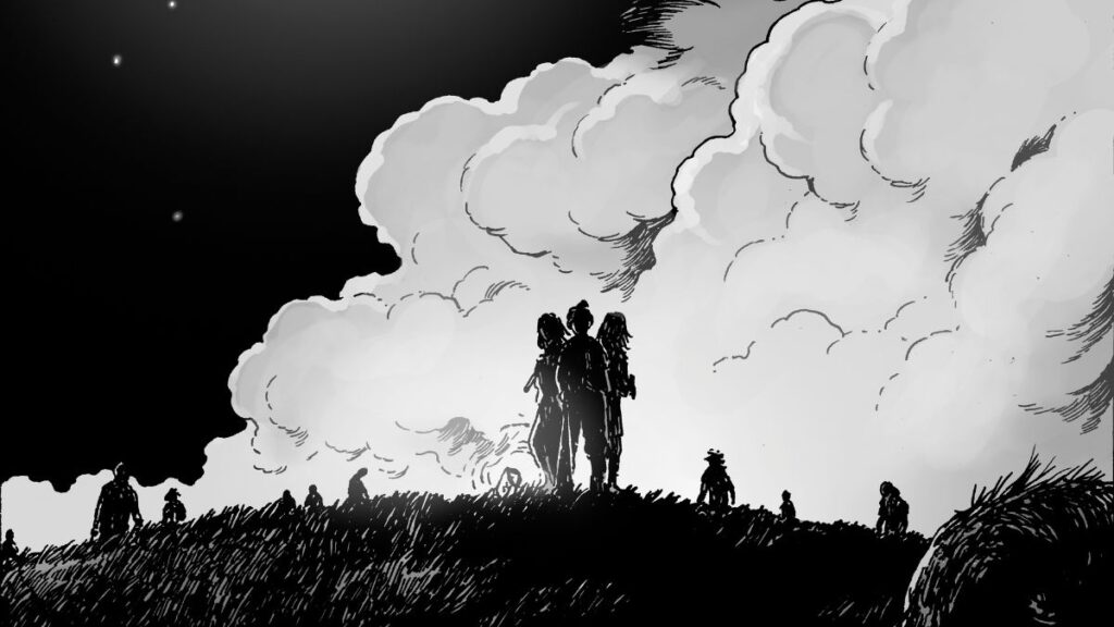 Image en noir et blanc de la bande dessiné Walking Dead Clementine - Tome 2