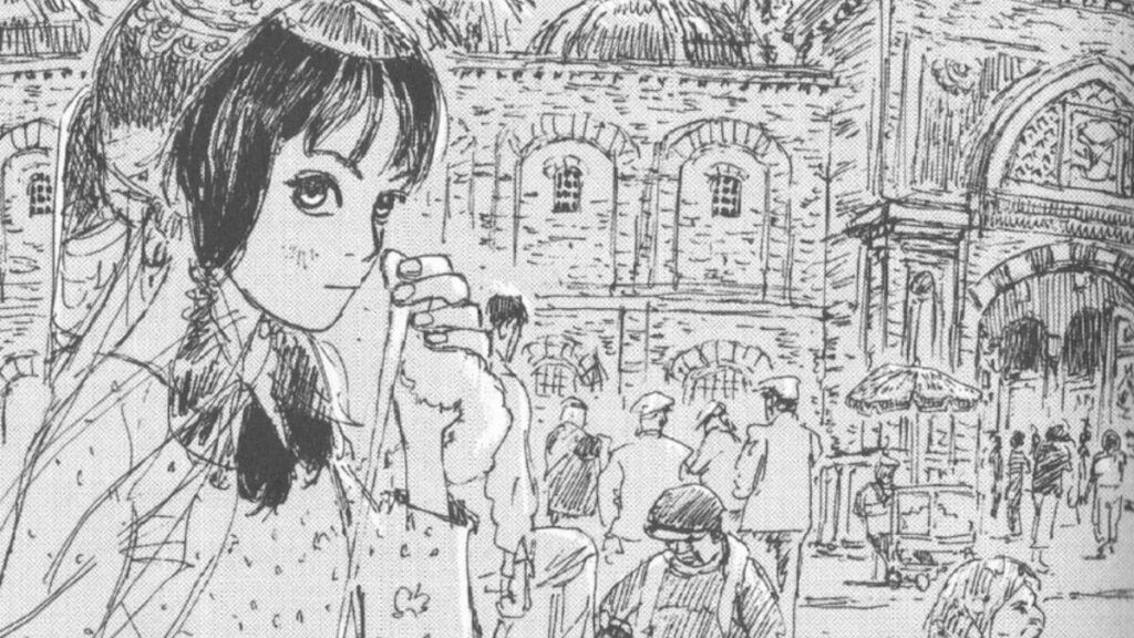 Nicole, une sorcière d'Istanbul visitant un marché dans le manga Sorcieres