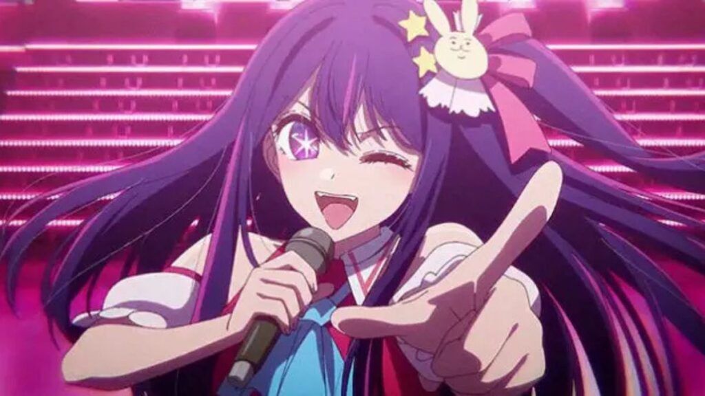 L'Idol Ai Hoshino performant lors d'un concert dans l'anime Oshi no Ko