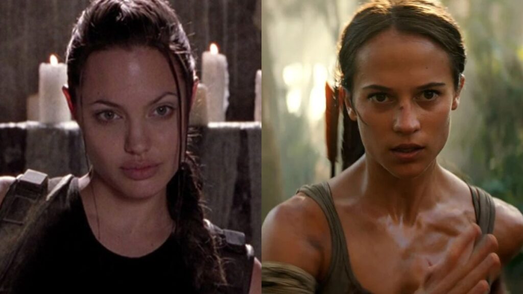 Angelina Jolie et Alicia Vikander en Lara Croft