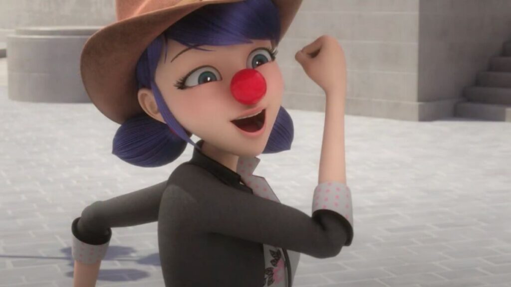 Marinette Dupain-Cheng avec un nez de clown dans Miraculous