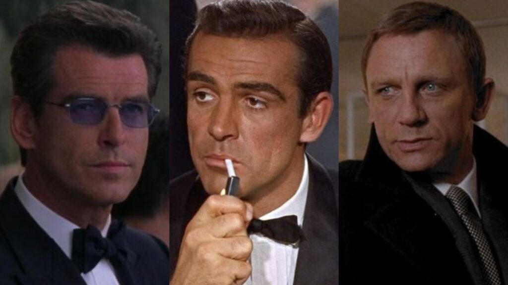 Pierce Brosnan, Sean Connery et Daniel Craig en James Bond