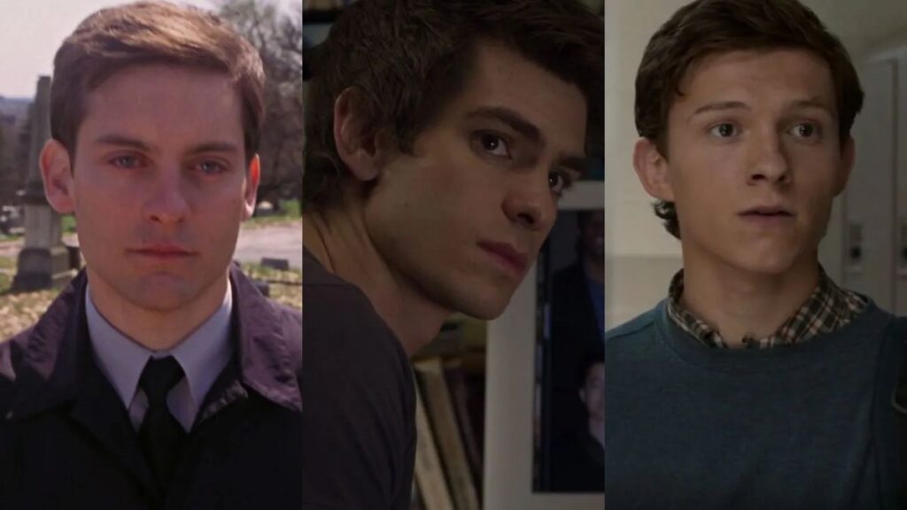 Tobey Maguire, Andrew Garfield et Tom Holland en Peter Parker/ Spider-Man