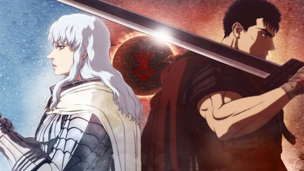 Griffith et Gurs se tenant dos à dos dans l'anime Berserk