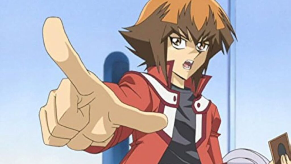 Jaden Yuki, parlant lors d'un duel de monstres dans l'anime Yu Gi Oh GX