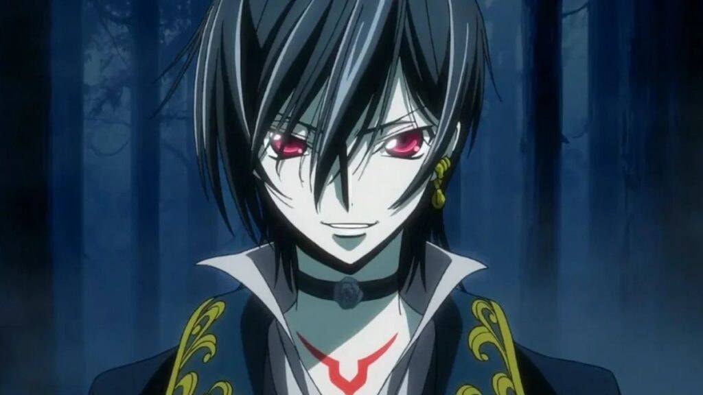 Lelouch souriant dans une forêt dans le film Code Geass : Lelouch of the Re,surecction