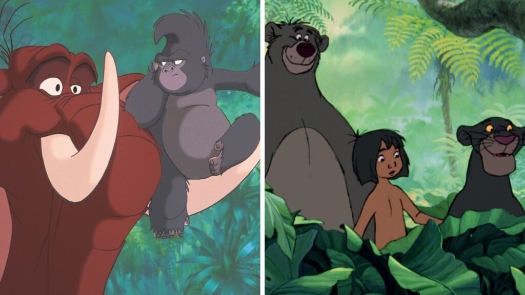 Tok et Tantor dans Tarzan / Baloo, Mowgli et Bagheera dans Le Livre de la Jungle