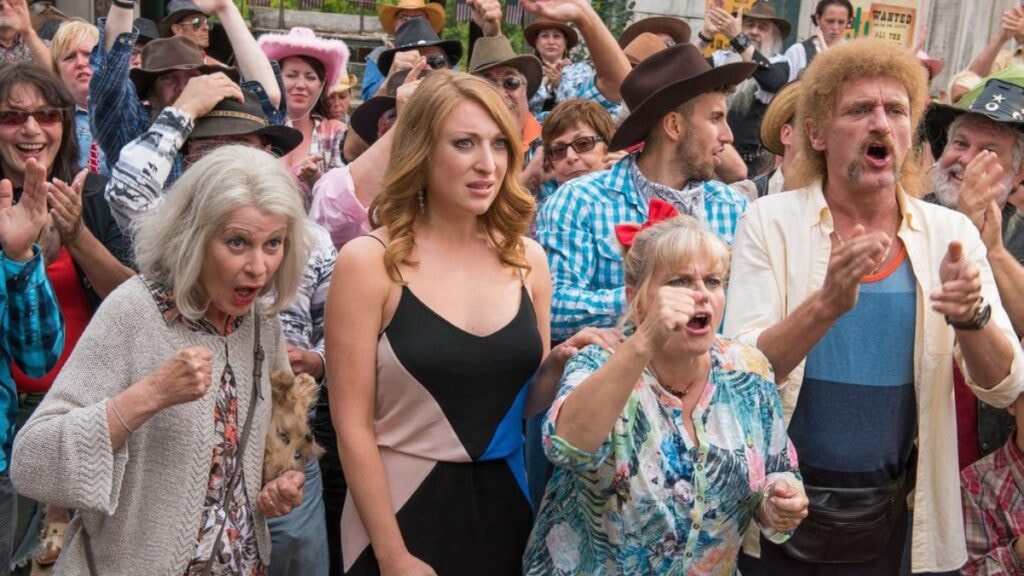 Cathy, Jeff, Stéphanie Tuche et Mamie Suze dans Les Tuche 2 : Le Rêve américain