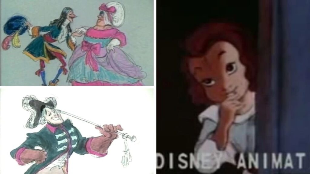 Disney croquis de La Belle et la Bête prétendants petite soeur